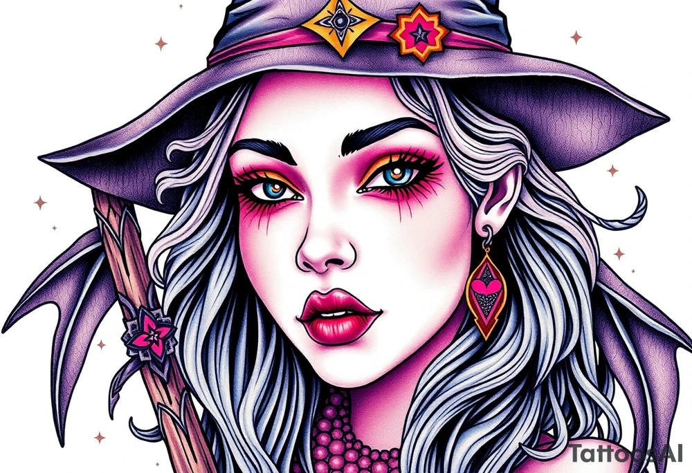 Witch young woman tattoo idea
