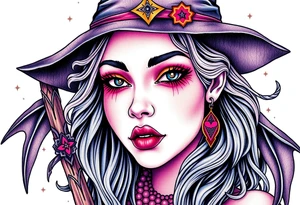 Witch young woman tattoo idea