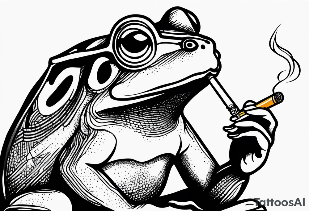 frog smoking a cigarette tattoo idea