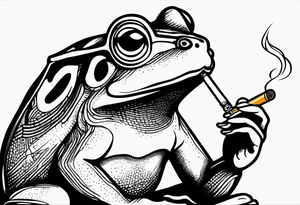 frog smoking a cigarette tattoo idea