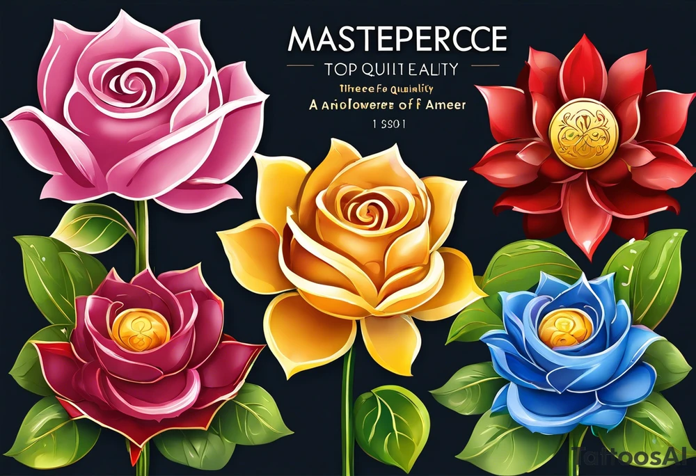 - Three flowers: Choose three different flowers to represent each of your children - a rose for Aniya, a sunflower for Amari, and a lotus for Ameer.
- Vines and leaves: Include intertwining vines and leaves to symbolize the growth and connection of your family. Arrange them so that Aniya's vine starts at the bottom, Amari's vine intertwines in the middle, and Ameer's vine wraps around the top.
- Birth times: Use roman numerals to represent the birth times of your children - "IV:LVII" (4:57 am), "VI:LII" (6:51 am), and "V:XXXIII" (5:33 am). Place them near the corresponding flower or within the vines. tattoo idea