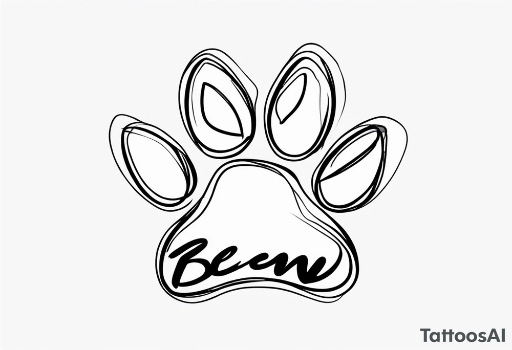 Paw Print with a name Ben tattoo idea