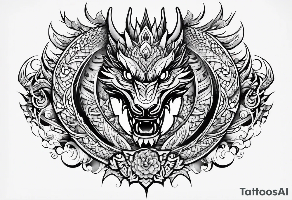 Māori dragon deltoid tattoo idea