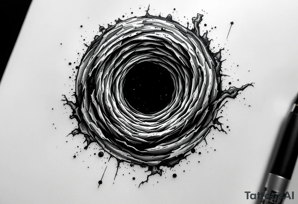 A parralel universe centered by a black hole tattoo idea