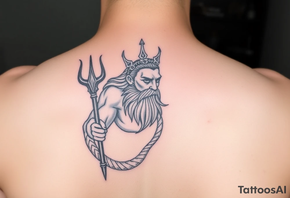 poseidon with trident tattoo idea