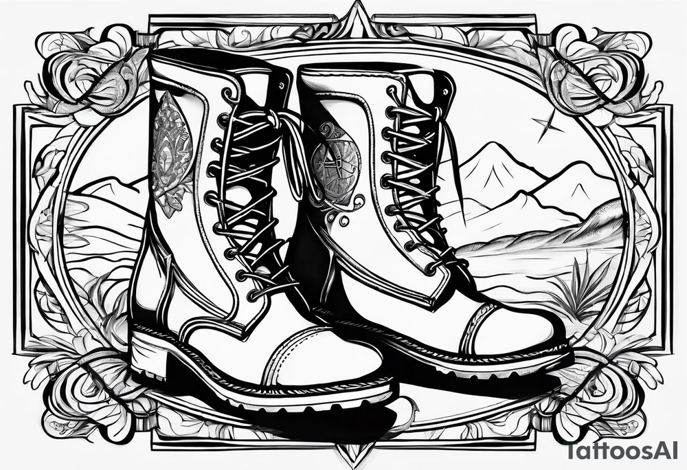 Outline the Calabrian  boot of the region of  Calabria with a compass tattoo idea
