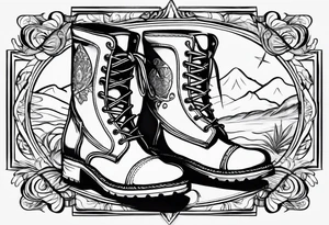 Outline the Calabrian  boot of the region of  Calabria with a compass tattoo idea