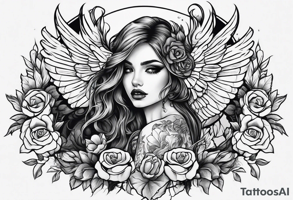 Girl falls in love with death tattoo idea