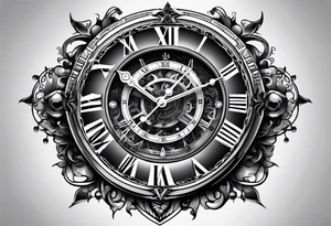 Mechanical clock face tattoo idea
