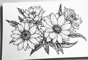 Aster and larkspur flowers tattoo idea