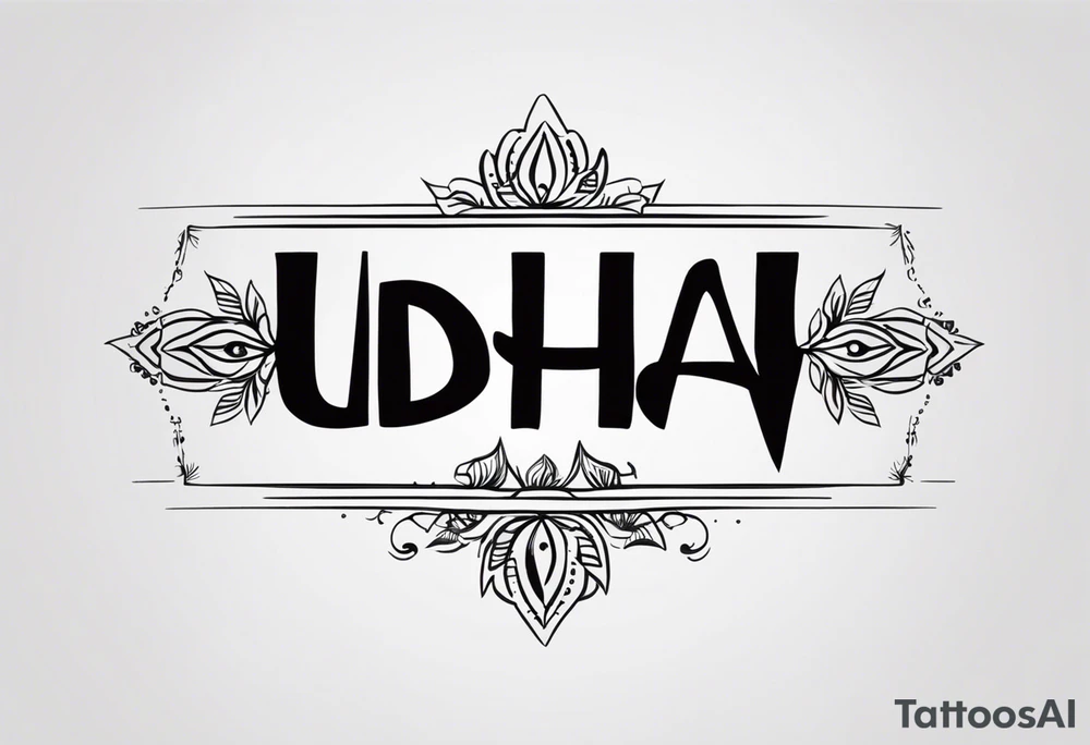create simple and plain text tattoo which says Udbhav - a new beginning along with date 29.10.2015 tattoo idea