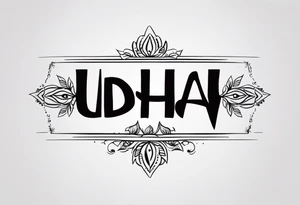 create simple and plain text tattoo which says Udbhav - a new beginning along with date 29.10.2015 tattoo idea