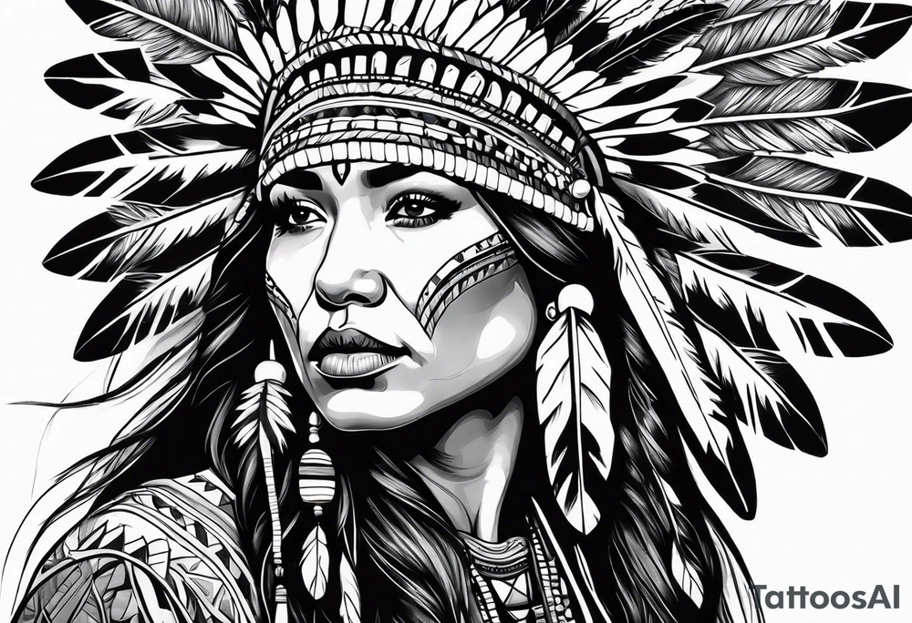 Native American woman tattoo idea