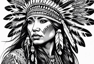 Native American woman tattoo idea