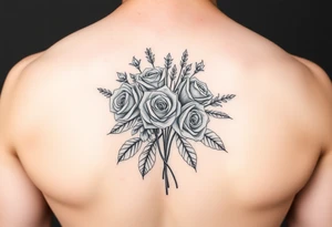 vintage bouquet of wild roses and meadow flowers with morning dew tattoo idea