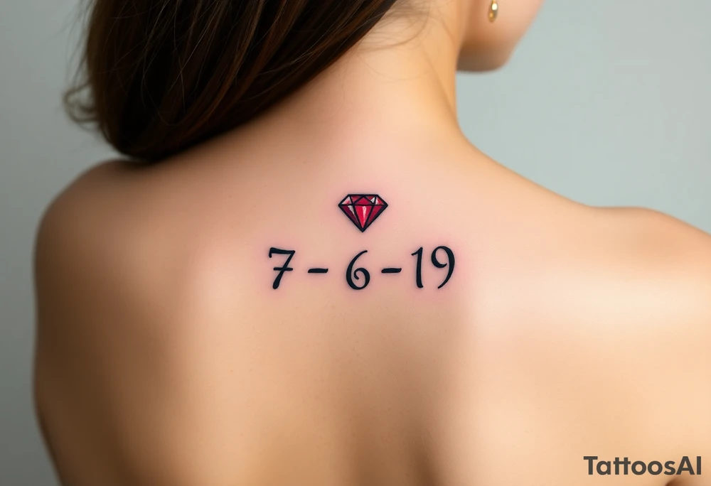 Small Ruby gem and birthday 7-6-19 tattoo idea