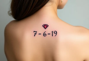 Small Ruby gem and birthday 7-6-19 tattoo idea