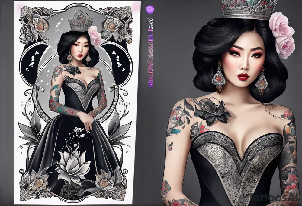 Asian Queen Of Spades tattoo sleeve tattoo idea
