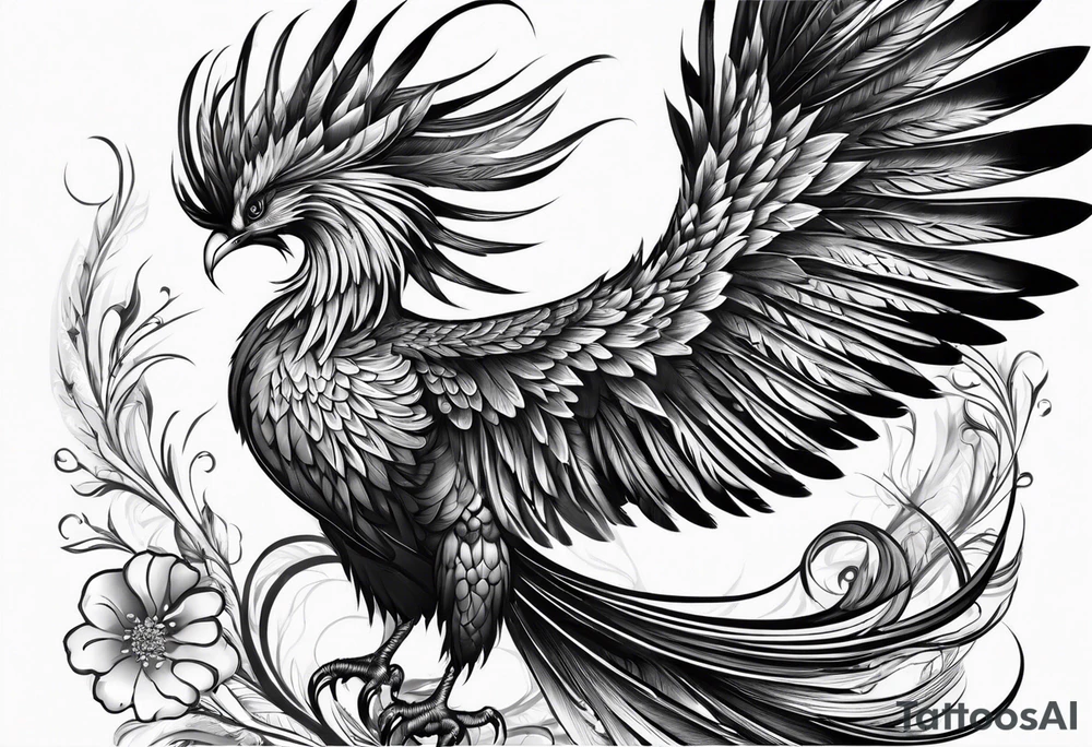 phoenix with extra long tail feathers
with long neck tattoo idea