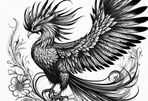 phoenix with extra long tail feathers
with long neck tattoo idea