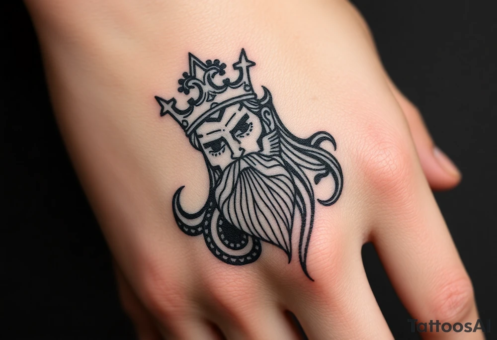 Hades Greek god with crown tattoo idea