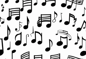 Music notes coming out of spiral note book tattoo idea