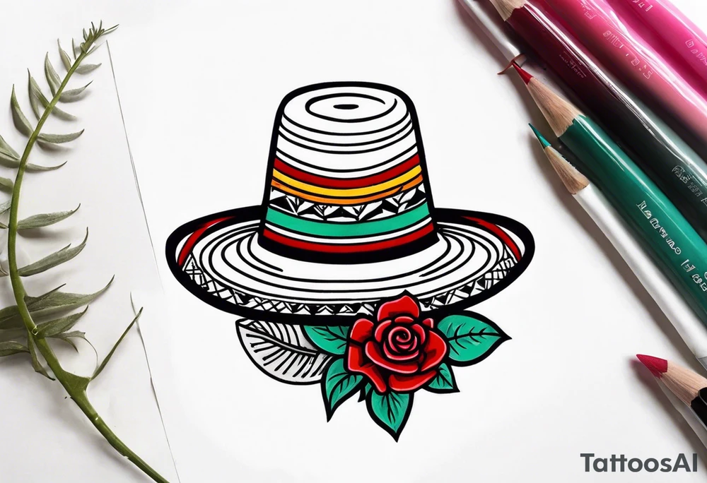 mexican hat on rose tattoo idea