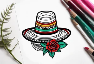 mexican hat on rose tattoo idea