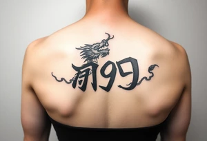 A Chinese word nine combined to a Chinese dragon tattoo idea