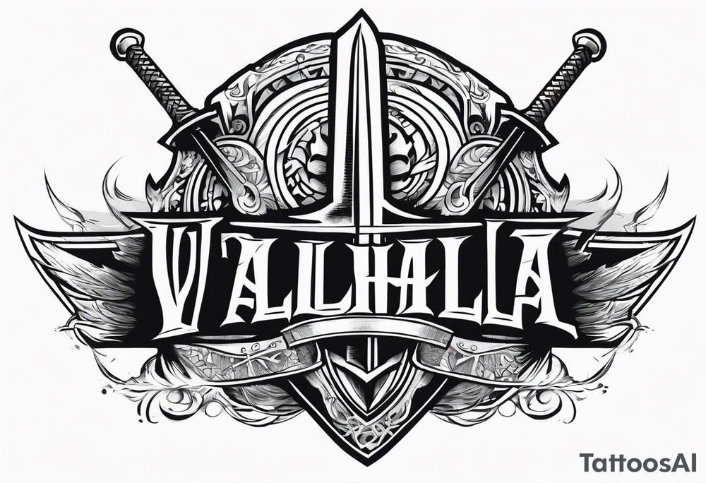Valhalla sword shield lightning tattoo idea