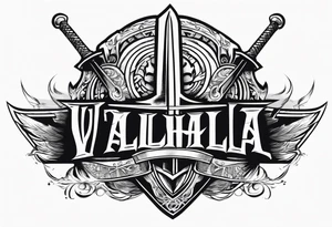 Valhalla sword shield lightning tattoo idea