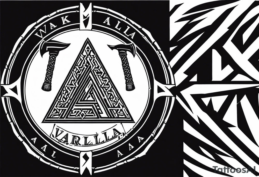Valhalla valknut shield sword axe barbed wire tattoo idea