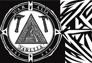 Valhalla valknut shield sword  axe barbed wire tattoo idea