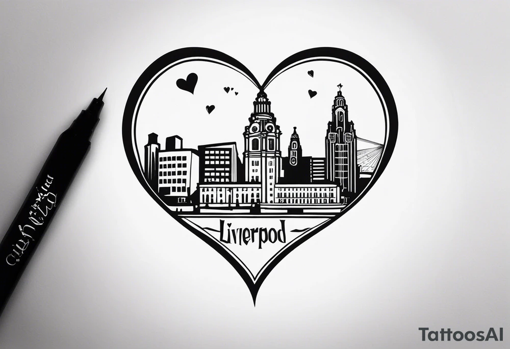 Small tattoo for a woman who love the Liverpool city, I would like to write the name of the city creating a heart shape, without relation with the Liverpool football club tattoo idea