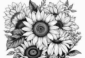 sunflowers, Daisy, wildflower, sleeve half tattoo idea