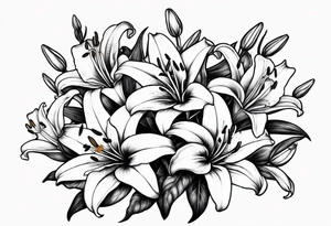 lilies with buds along branch tattoo idea