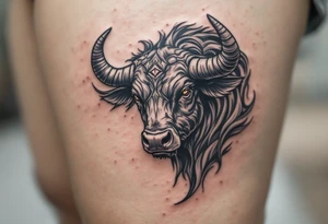 soft silver and deep charcoal, Taurus the Bull anchors the heavens with quiet power. tattoo idea