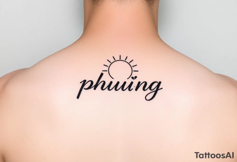 Word "phuong" written with sun tattoo idea