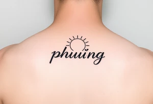 Word "phuong" written with sun tattoo idea