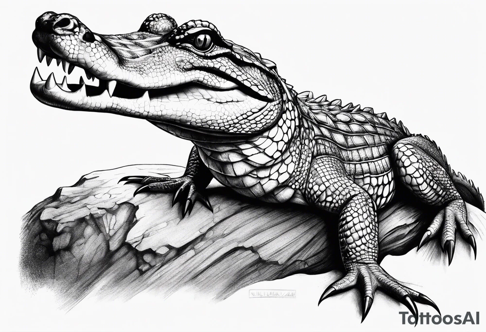 Full body Caiman with tail tattoo idea