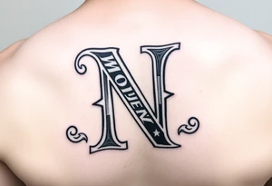 give me a tattoo idea of the letter N with a MONEY BILL tattoo idea