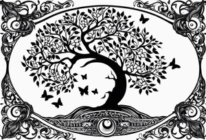 Tree of life moon and butterfly tattoo idea