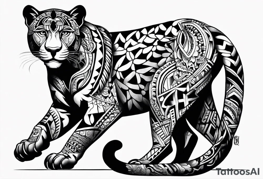 aztec black jaguar sitting tattoo idea