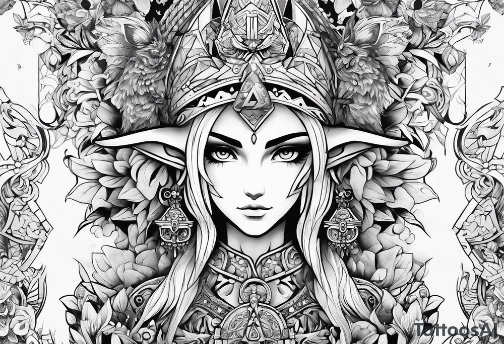 Legend of Zelda arm sleeve tattoo idea