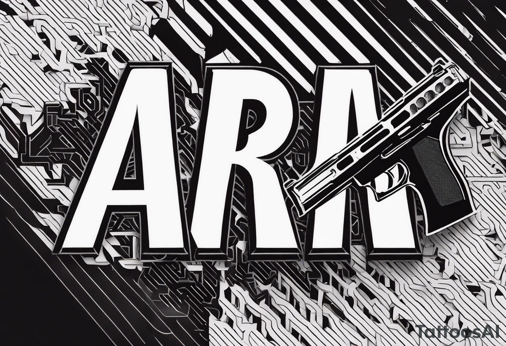 The letters AR with a pistol on each side tattoo idea