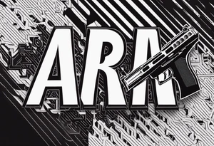 The letters AR with a pistol on each side tattoo idea