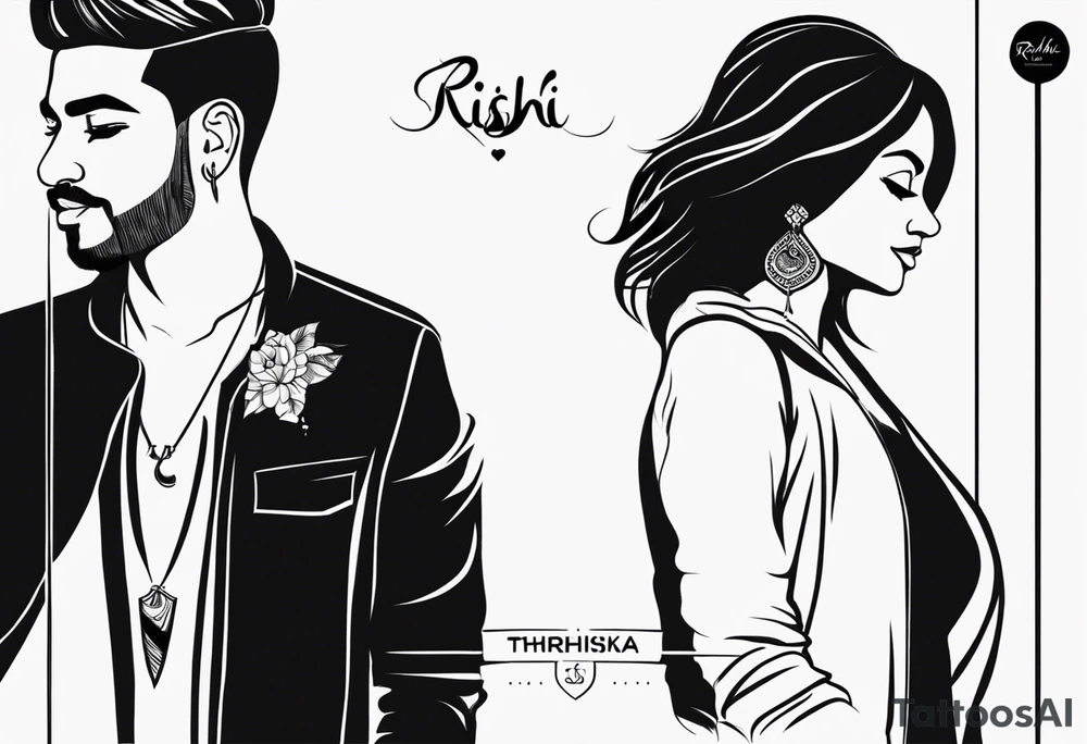 Couple name RISHI & THRISHIKA tattoo idea