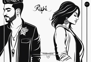 Couple name RISHI & THRISHIKA tattoo idea