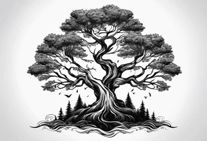 Three trees together fineline simple tattoo idea