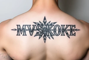 “MVSKOKE” shaded with Native American pattern tattoo idea